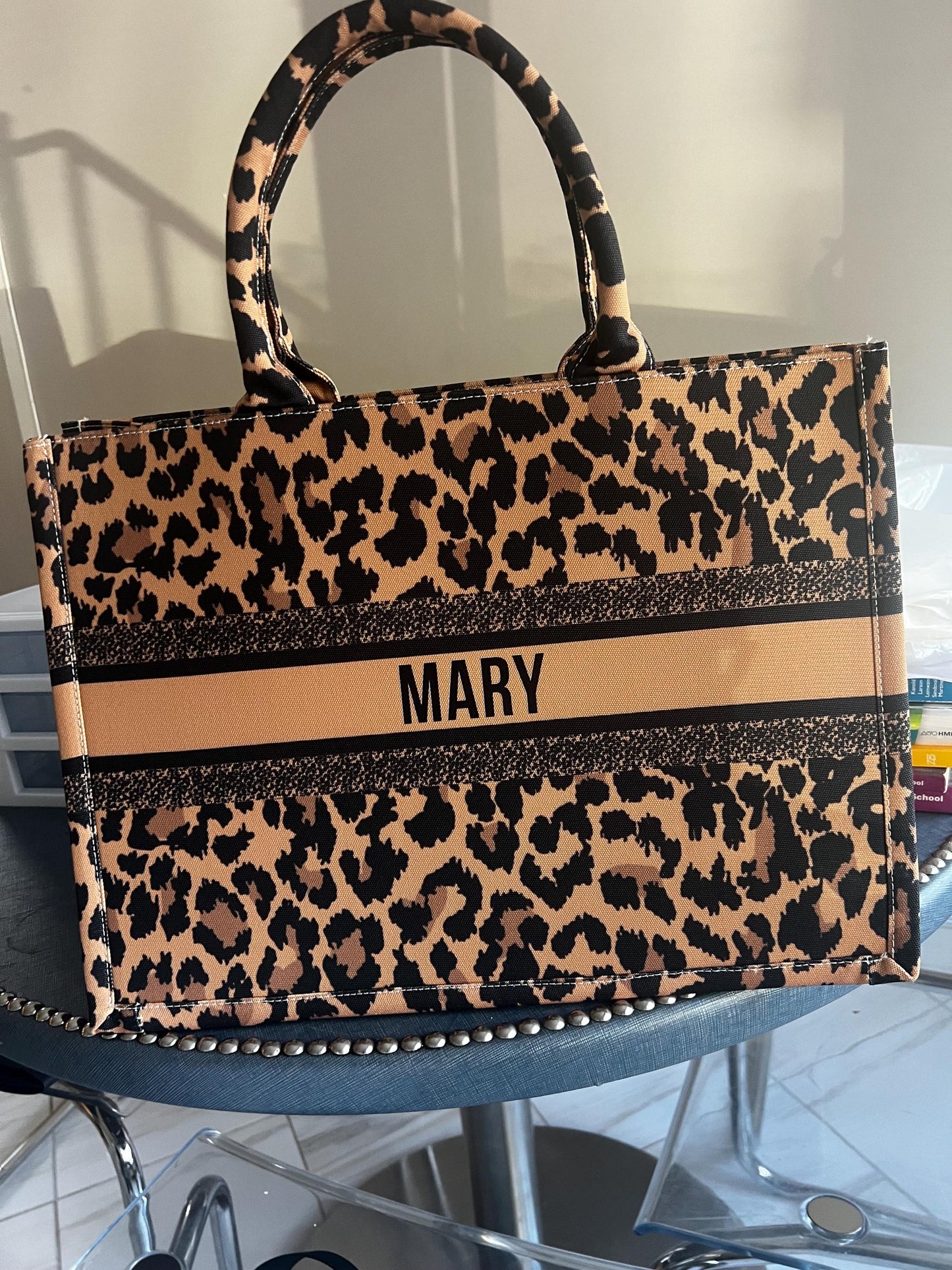 Custom leopard, floral canvas beach tote bag,monogram personalized bridal honeymoon handbag shoulder jute Bridesmaid gift, summer bag spring