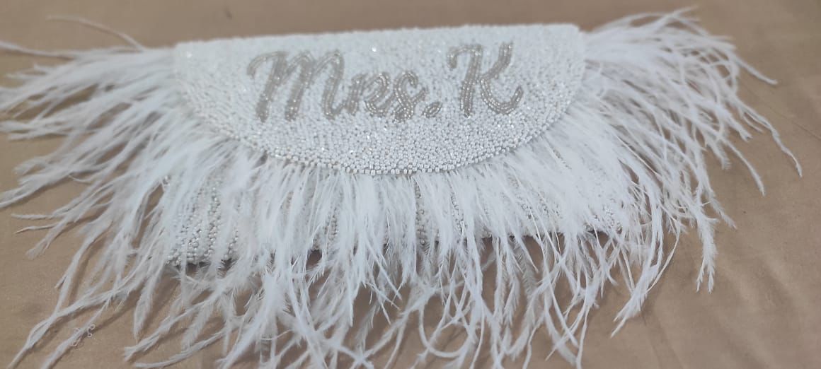 Half Moon Feathered Clutch