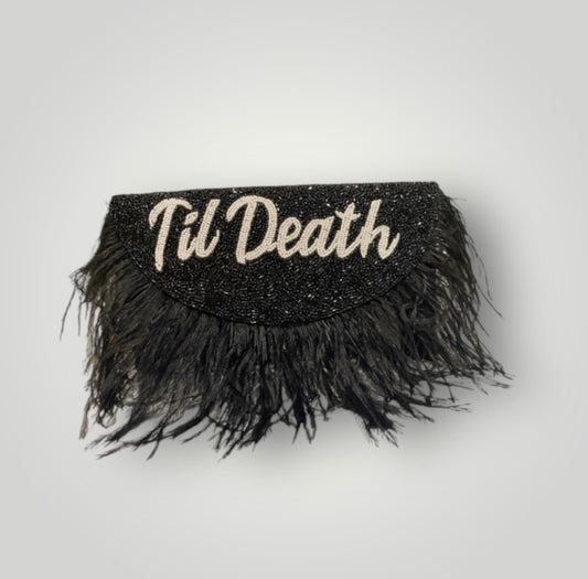 Half Moon Feathered Clutch