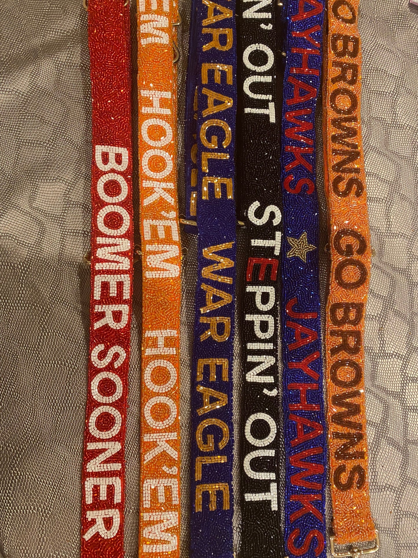 Custom college beaded bag strap for stadium bags, clear bag,team spirit strap, ADJUSTABLE game day clutch strap, personalized purse strap