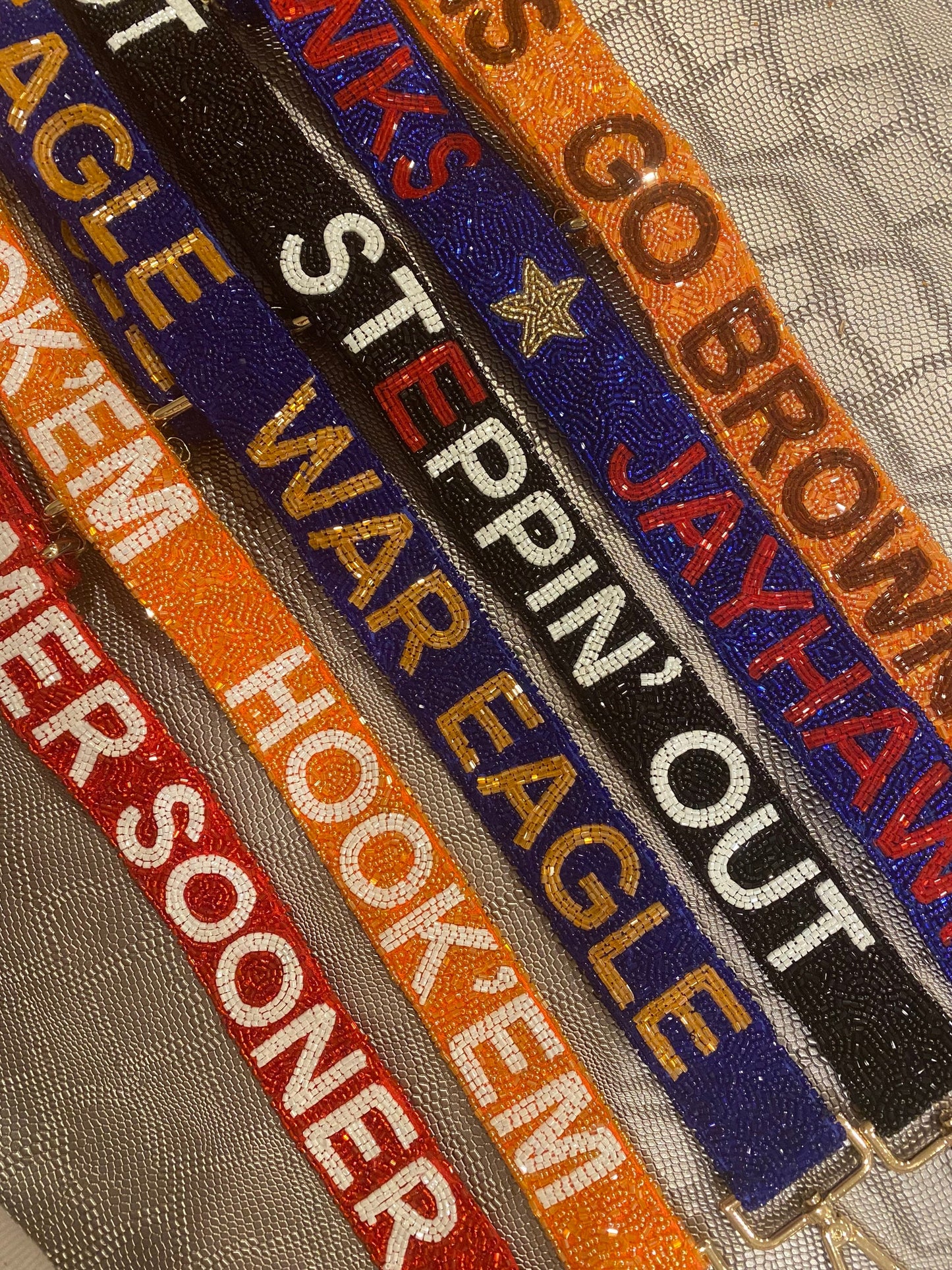Custom college beaded bag strap for stadium bags, clear bag,team spirit strap, ADJUSTABLE game day clutch strap, personalized purse strap