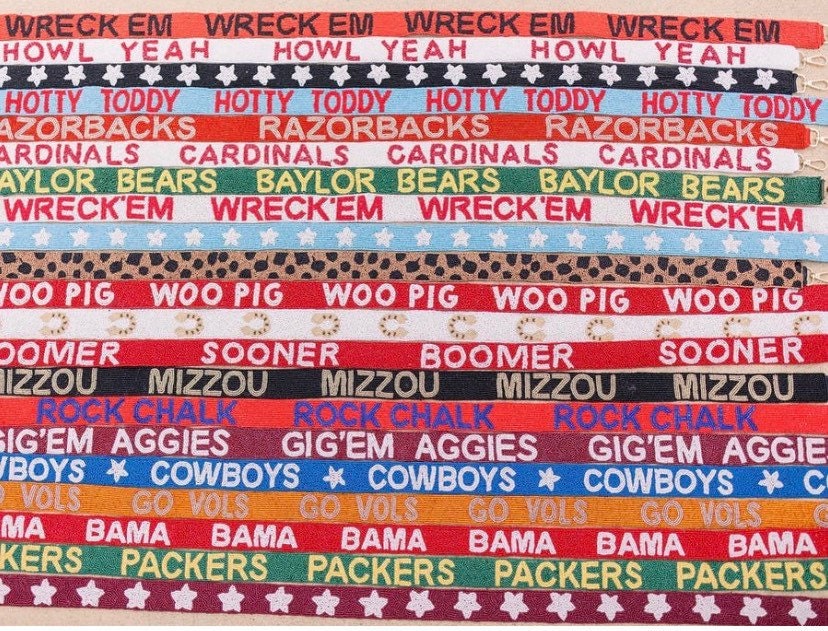Custom college beaded bag strap for stadium bags, clear bag,team spirit strap, ADJUSTABLE game day clutch strap, personalized purse strap