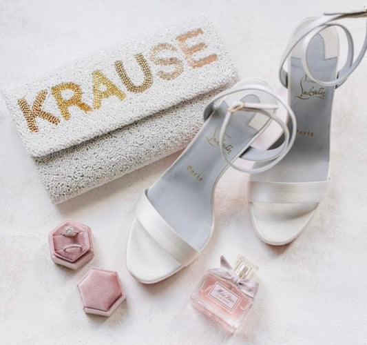 Custom Beaded Gold Multicolor Clutch - clutchhitz