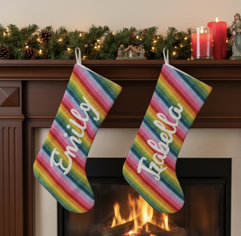 Multicolor Beaded Christmas Stocking