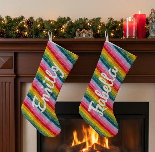 Multicolor Beaded Christmas Stocking