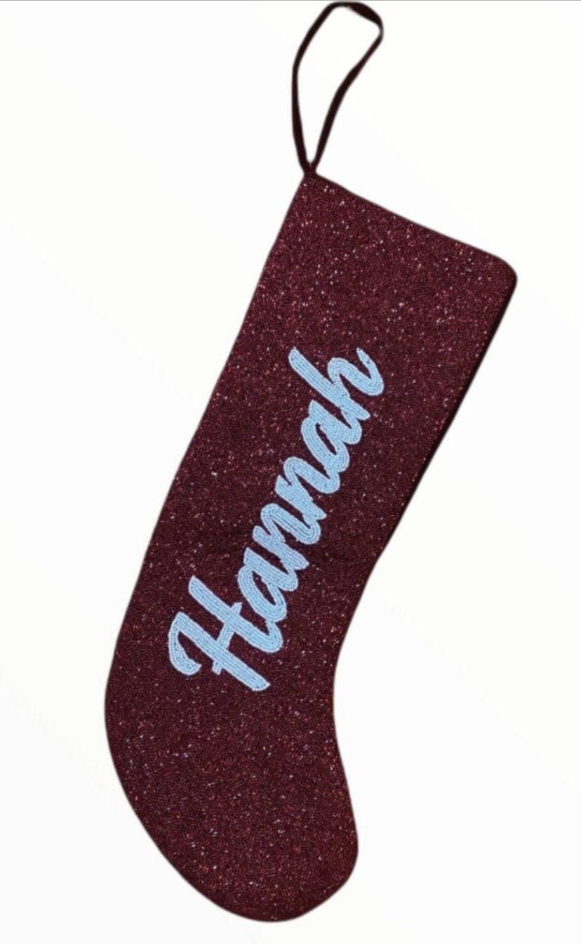 Custom Christmas stocking, beaded personalized, custom name, holiday decor, Stockings for Home Decoration Family Christmas Gift, new baby