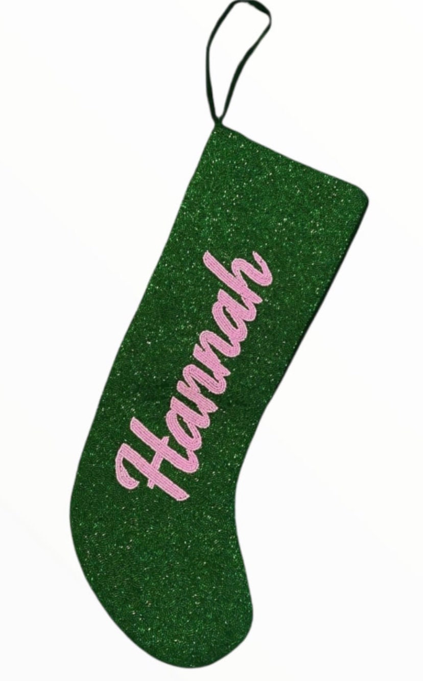 Custom Christmas stocking, beaded personalized, custom name, holiday decor, Stockings for Home Decoration Family Christmas Gift, new baby