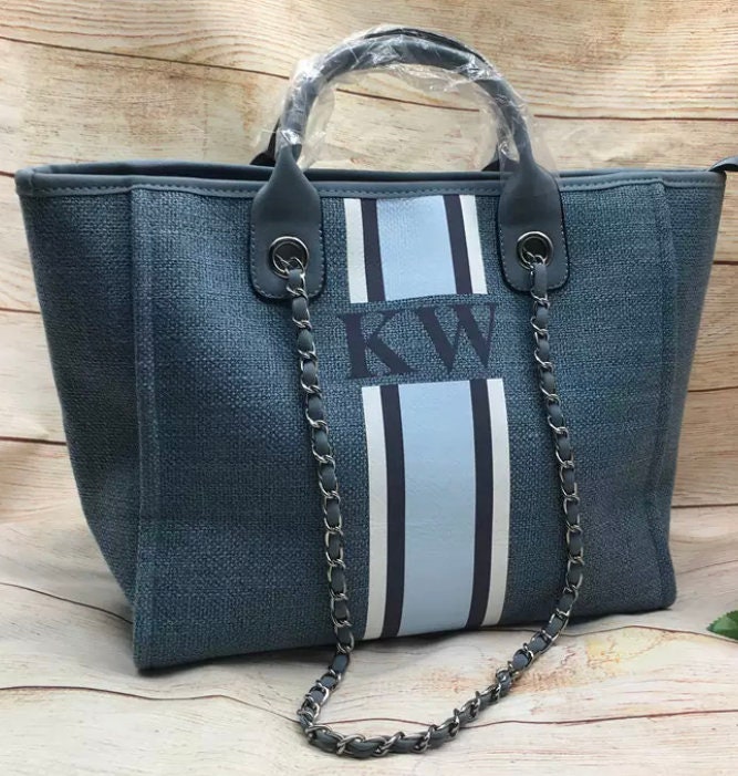 Custom tote monogram personalised striped canvas bridal honeymoon handbags shoulder jute Bridesmaid gift beach mommy bags Mini personalized