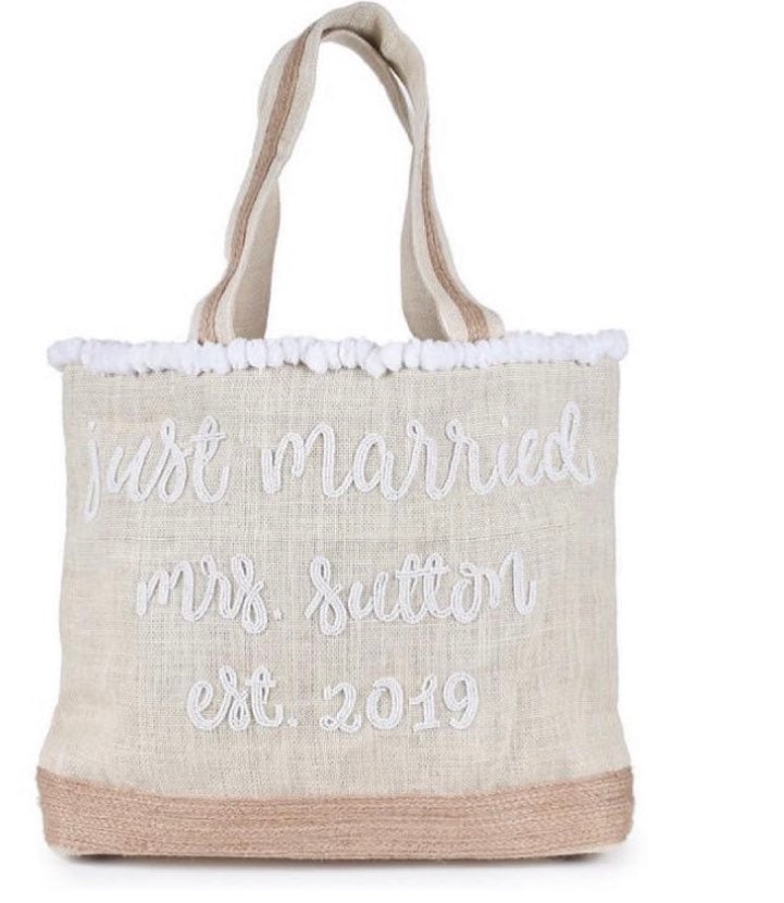 Customized beach tote, summer fun tote, vacation personalized gift, bridal party,large burlap jute beaded bag bridesmaids gift,travel bag