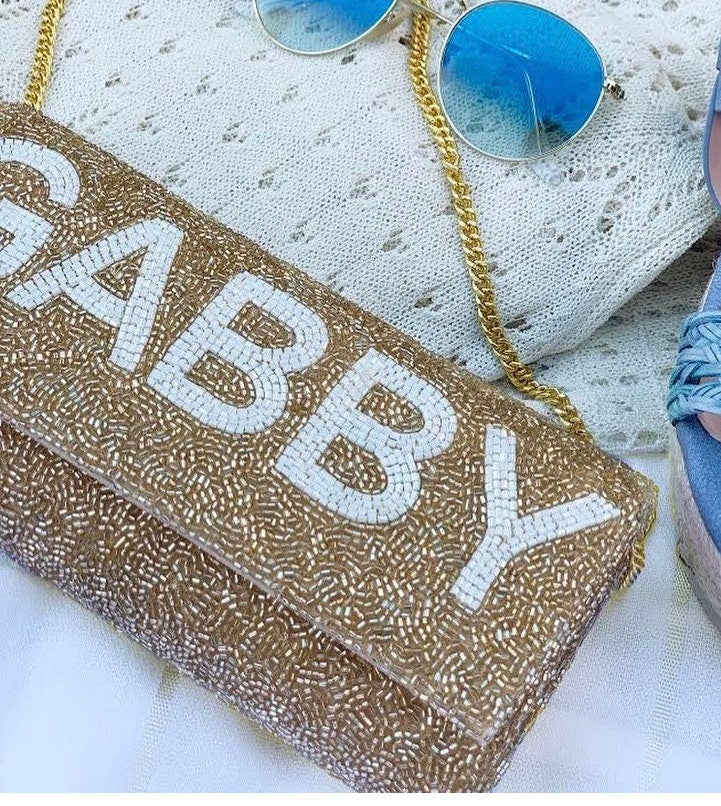 Customized bag, bridesmaids gift, bridal party gift, beaded clutch, monogrammed gift accessories, clutches purse wedding, mrs bride clutch