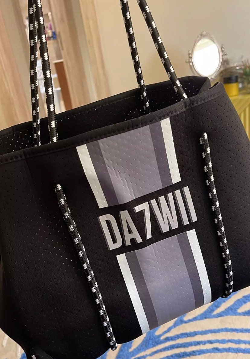 Custom neoprene beach tote bag, waterproof monogrammed name, gym tote, soft lightweight handbag, Bridesmaid gift, mommy bag, personalized,