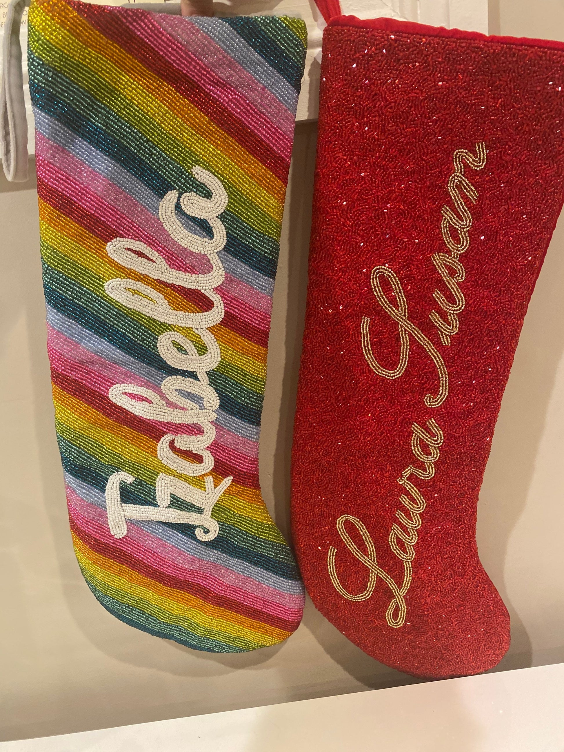 Custom Christmas stocking, beaded personalized, custom name, holiday decor, Stockings for Home Decoration Family Christmas Gift, new baby
