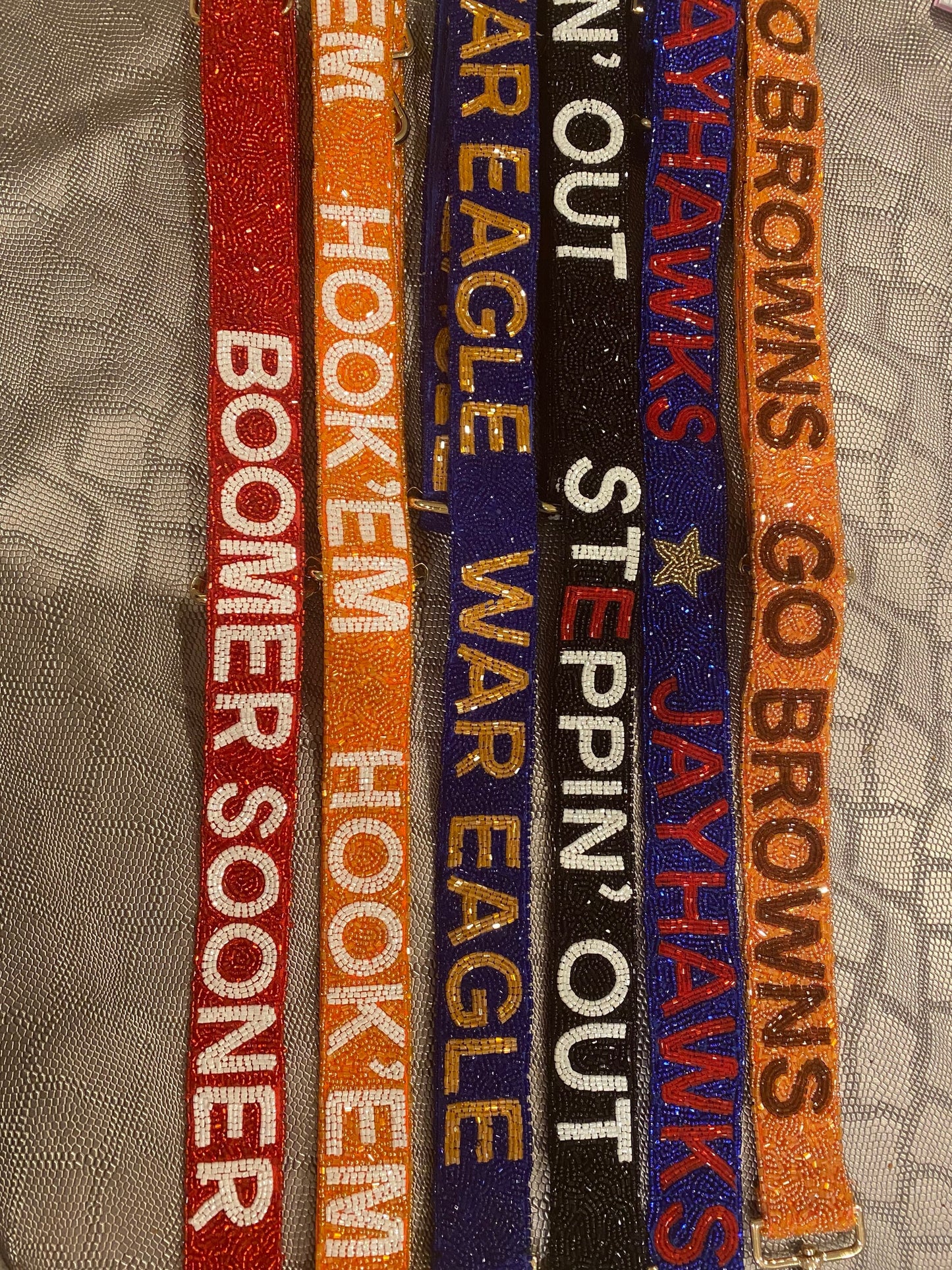 Custom beaded college team merch, sorority adjustable bag strap crossbody shoulder, stadium purse game day gift, clutch strap,personalized