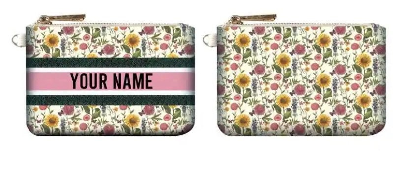 Customized canvas mini wallet coin purse,pocket travel pouch,personalized clutch, bridesmaids, holiday, birthday party gift,money pouch