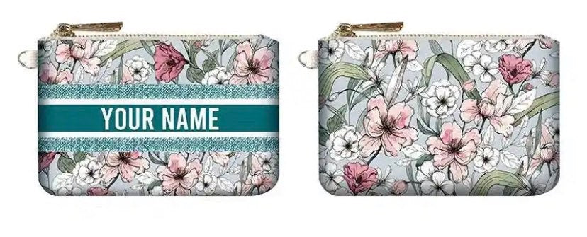 Customized canvas mini wallet coin purse,pocket travel pouch,personalized clutch, bridesmaids, holiday, birthday party gift,money pouch