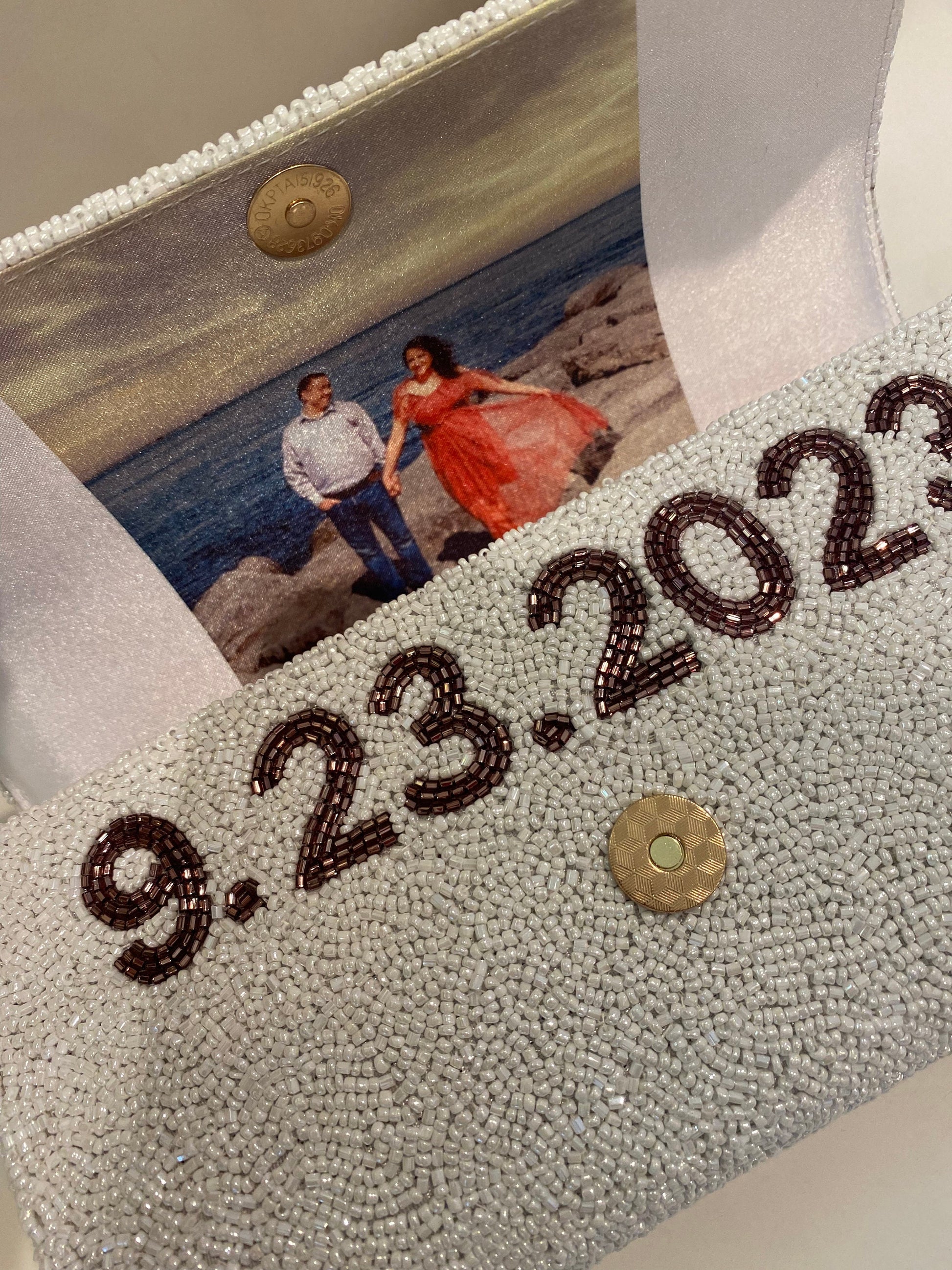 Customized bag,handmade photo beaded bride clutch,monogrammed bridesmaids gift,bridal shower gift, bride to be purse bag,engaged,wedding