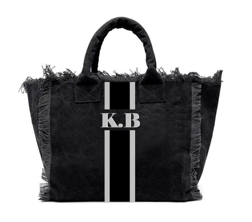 Custom canvas summer beach tote bag, teens, tweens birthday gift, monogram personalized handbags shoulder bag, Bridesmaid gift,