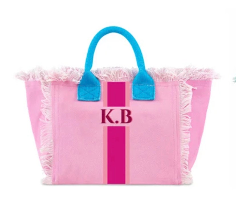 Custom canvas summer beach tote bag, teens, tweens birthday gift, monogram personalized handbags shoulder bag, Bridesmaid gift,