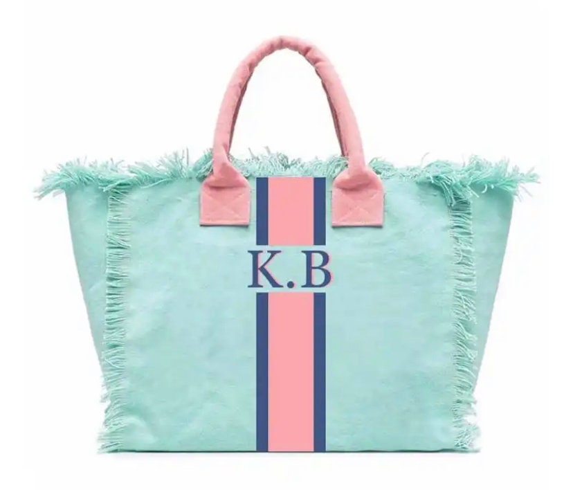 Custom canvas summer beach tote bag, teens, tweens birthday gift, monogram personalized handbags shoulder bag, Bridesmaid gift,