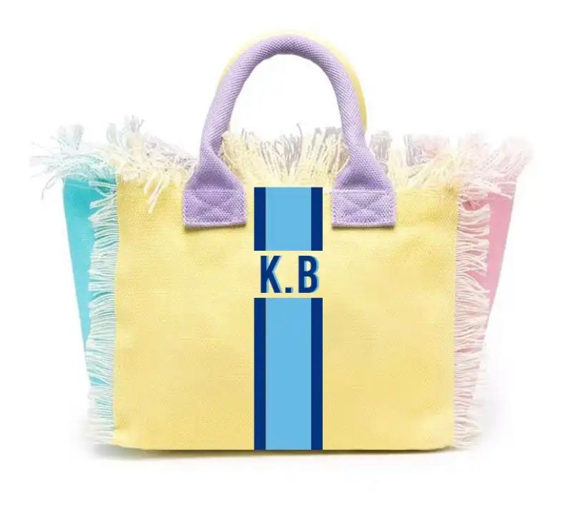Custom canvas summer beach tote bag, teens, tweens birthday gift, monogram personalized handbags shoulder bag, Bridesmaid gift,