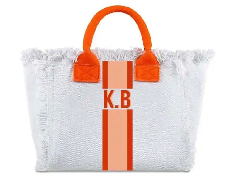 Custom canvas summer beach tote bag, teens, tweens birthday gift, monogram personalized handbags shoulder bag, Bridesmaid gift,
