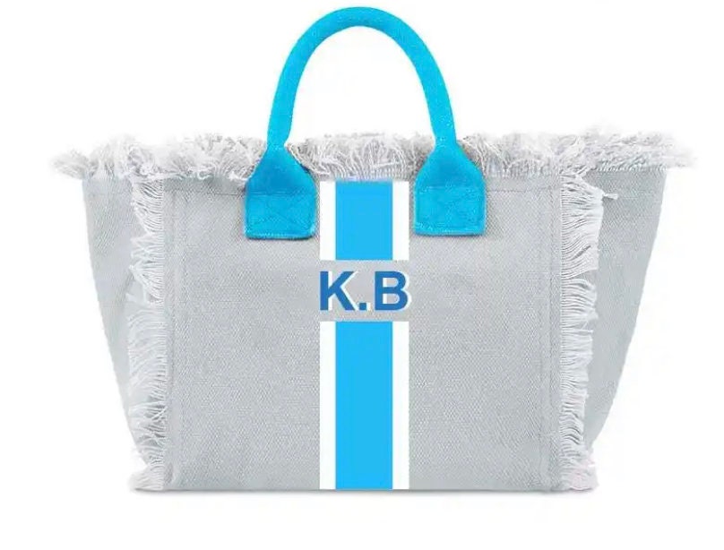 Custom canvas summer beach tote bag, teens, tweens birthday gift, monogram personalized handbags shoulder bag, Bridesmaid gift,