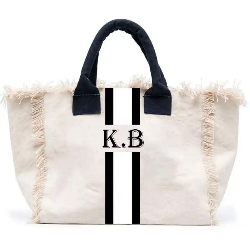 Custom canvas summer beach tote bag, teens, tweens birthday gift, monogram personalized handbags shoulder bag, Bridesmaid gift,