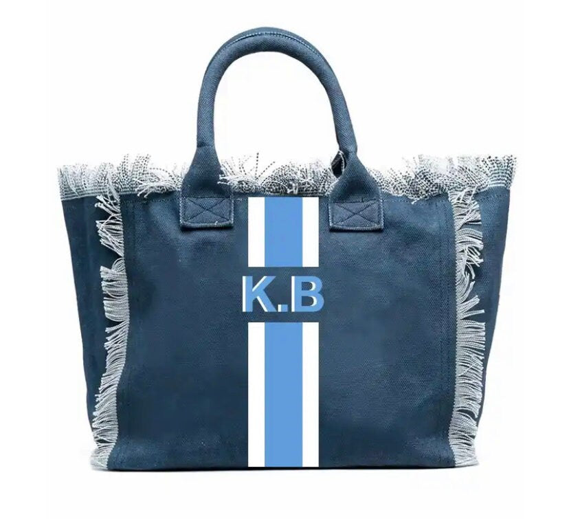 Custom canvas summer beach tote bag, teens, tweens birthday gift, monogram personalized handbags shoulder bag, Bridesmaid gift,