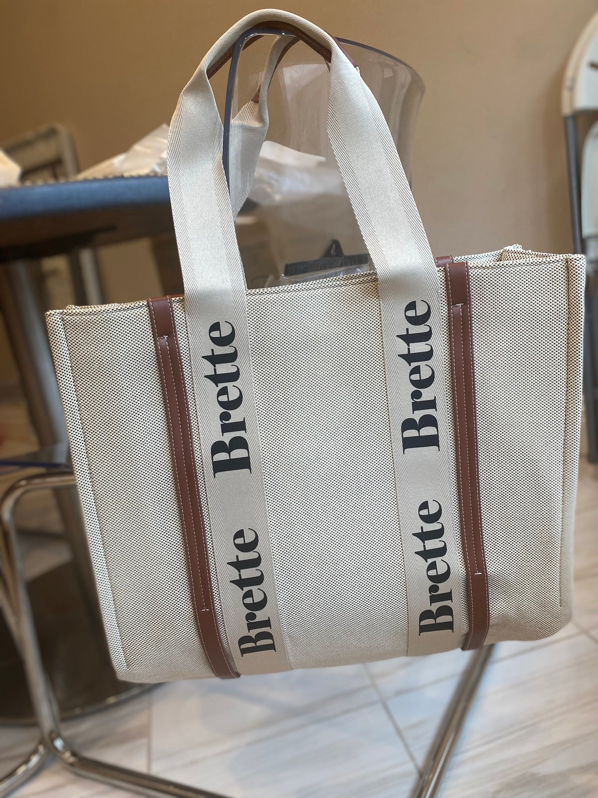 Custom large canvas tote bag, monogrammed name, vacation or shopping shoulder handbag,gift for her, beach resort,name bags personalized