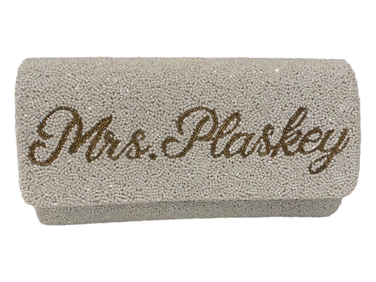 Customized bag, Christmas gift beaded bride clutch, mrs. Purse wedding day,bridesmaids mother of bride personalized clutch,Bachelorette bag,