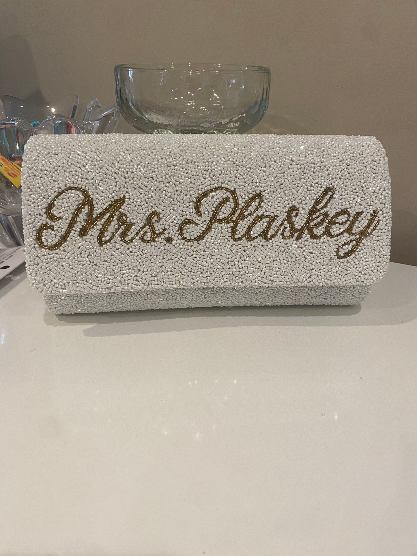Custom name beaded bridal bag, evening clutch,mrs. Purse wedding day gift,bridesmaids mother of bride personalized clutch,Bachelorette bag,
