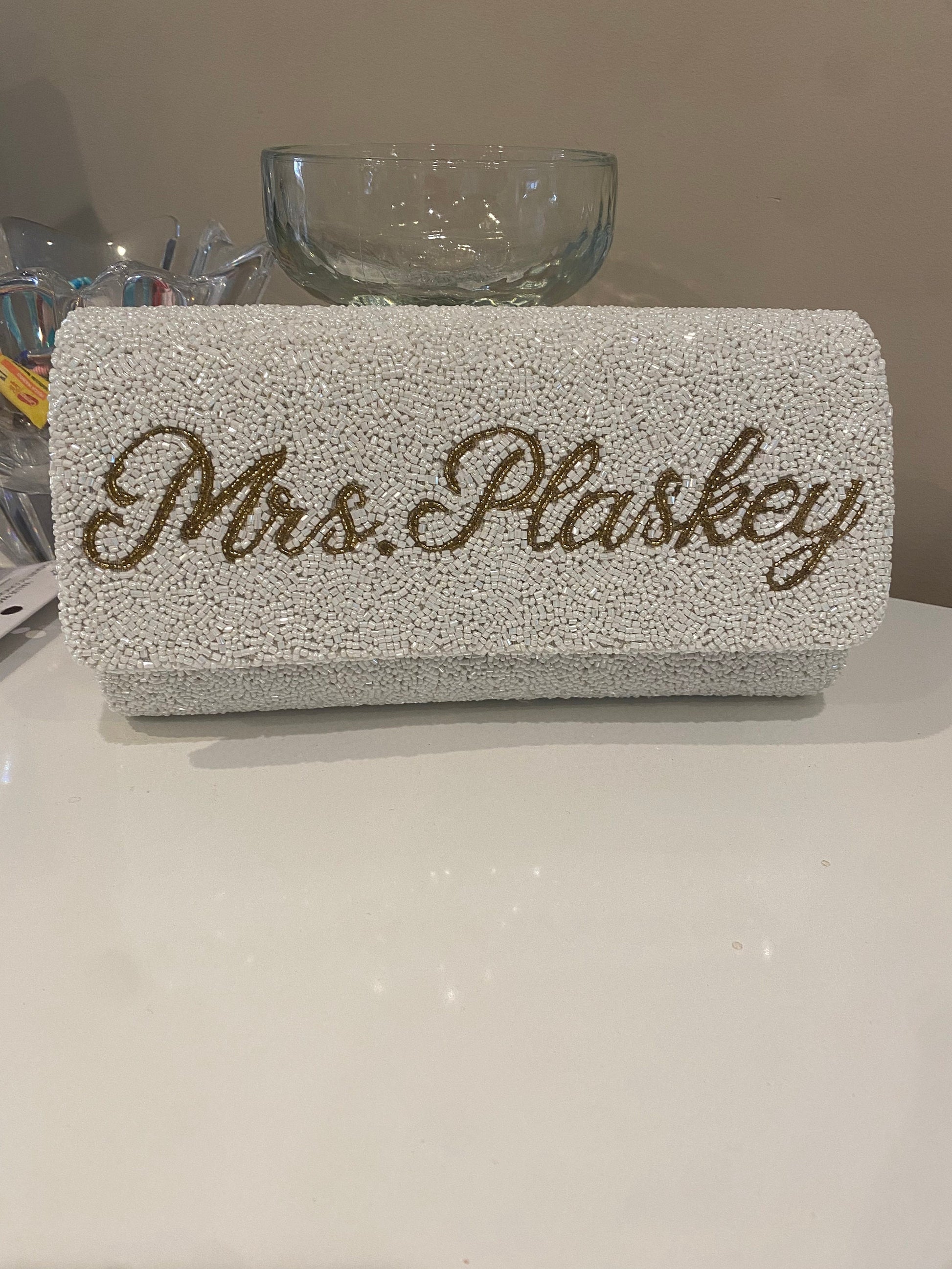 Customized bag, Christmas gift beaded bride clutch, mrs. Purse wedding day,bridesmaids mother of bride personalized clutch,Bachelorette bag,