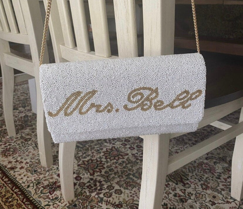 BULK ORDER OPTION Handmade Customized bag, beaded bride clutch,monogrammed bridesmaids gift, bride purse bag, bride to be,engaged,wedding
