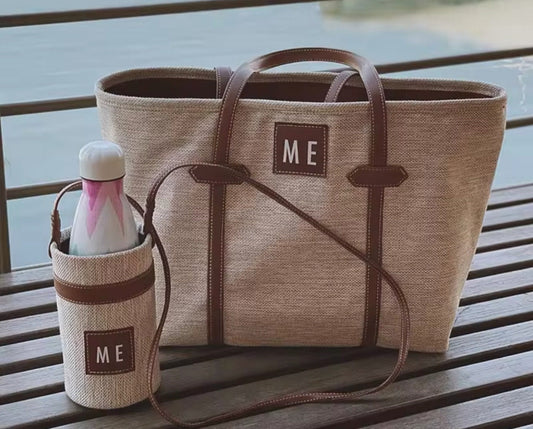Custom canvas tote bag,bottle drink holder personalized,initials vacation bridal honeymoon handbag,shoulder Bridesmaid gift,large shopping,