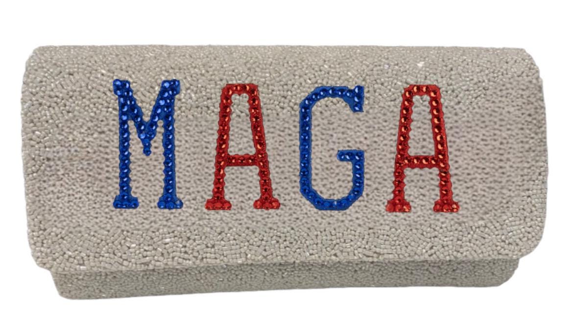 Custom beaded MAGA clutch, Donald Trump, President merch, make America great again,personalized purse, custom gift for her