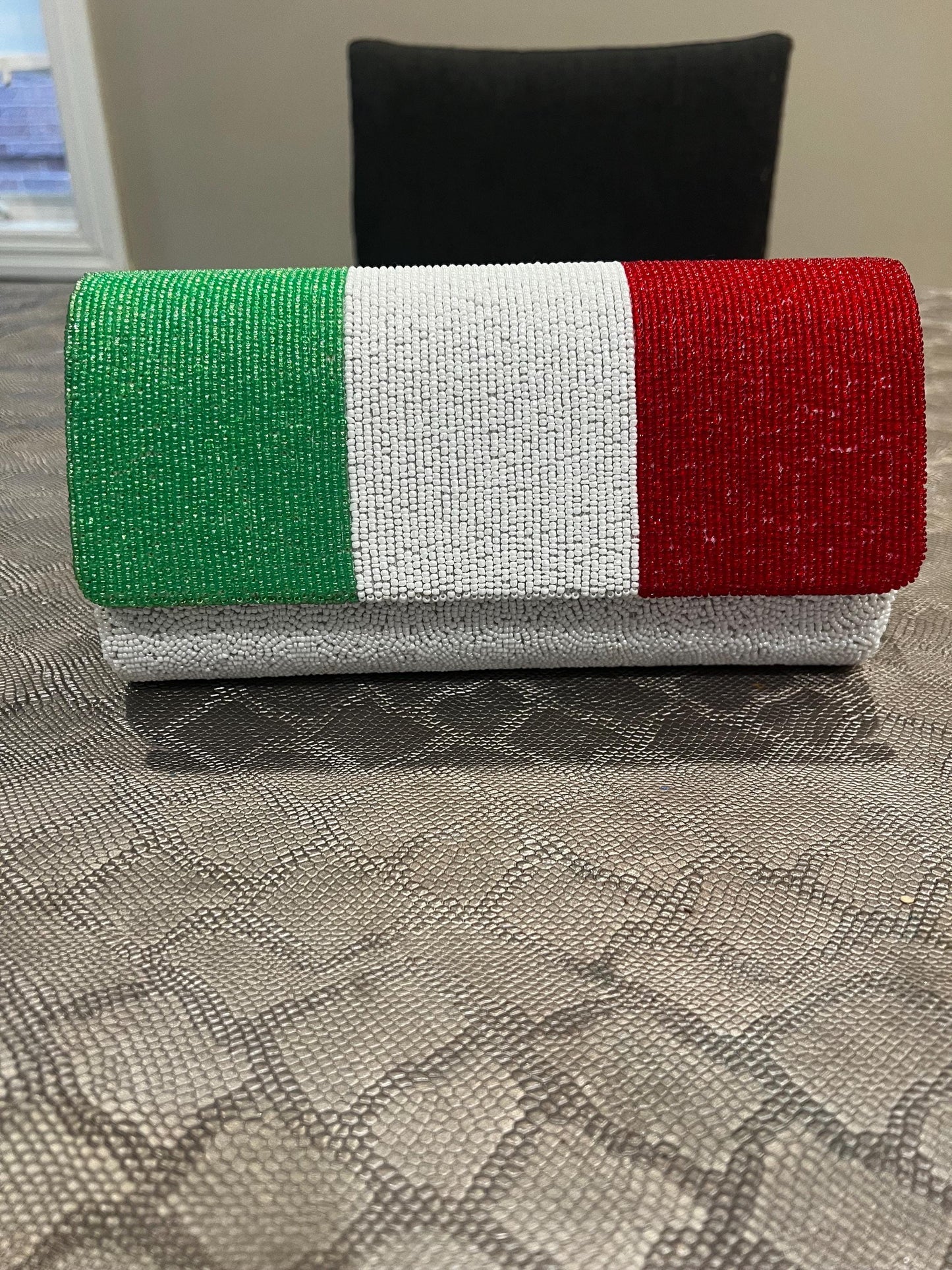 Custom Italian flag beaded clutch bag,personalized monogrammed purse, wedding,gift for her,luxury gift, bridesmaids, bride to be clutch,
