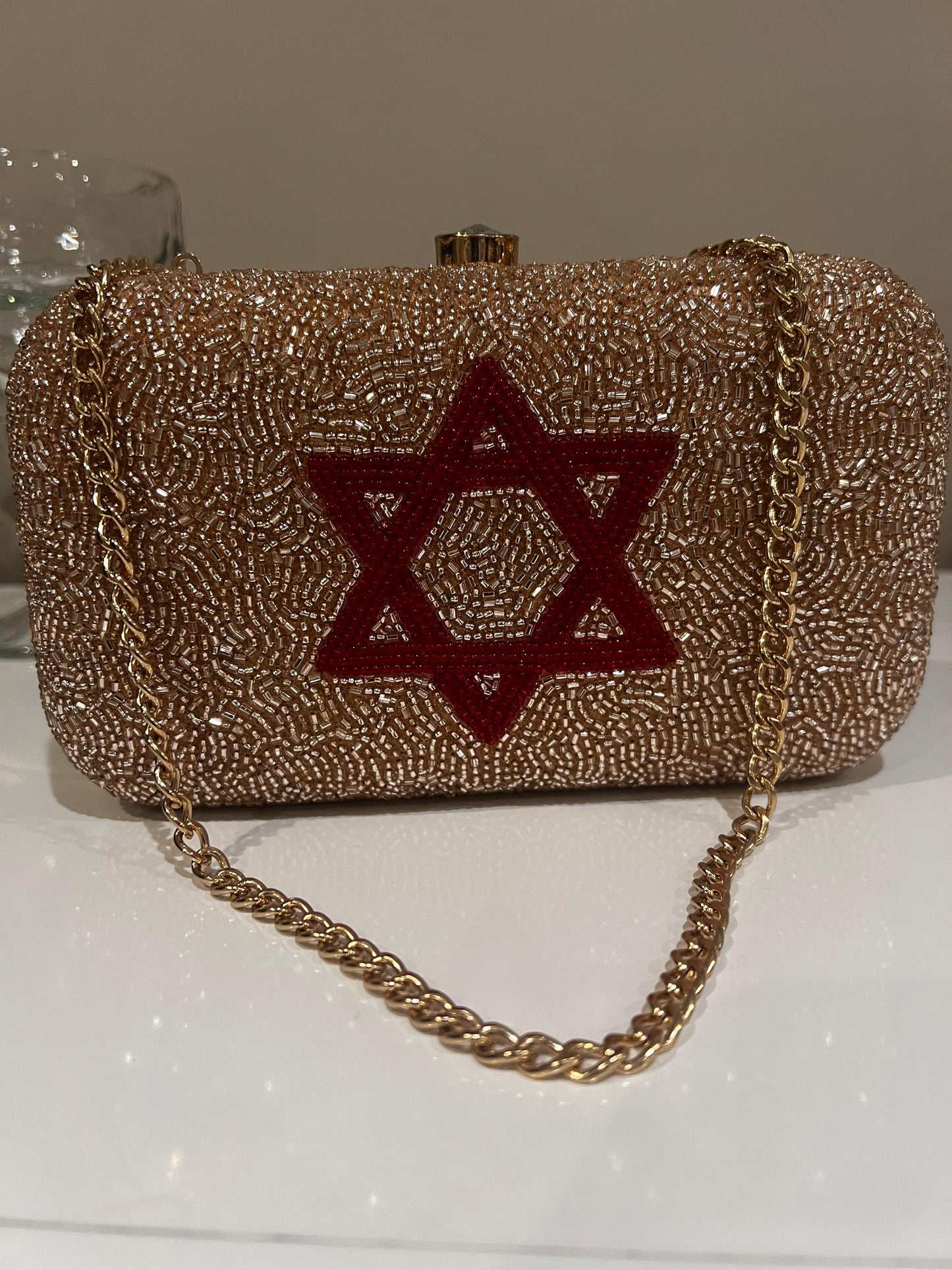 Custom beaded Israel October 7 box clutch, proud jew, flag clutch,Jewish star, am yisrael chai,evening wedding party clutch bag,gift for her