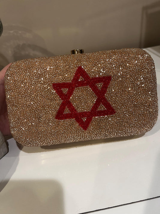 beaded box clutch with Jewish star