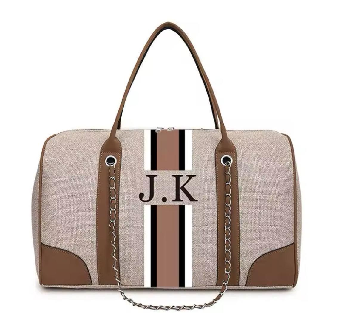 custom canvas travel duffel bag, personalized with name, initials, weekender bag, carry on bag,