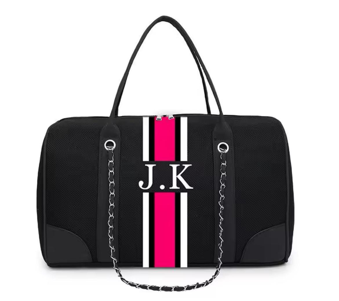 custom canvas travel duffel bag, personalized with name, initials, weekender bag, carry on bag,