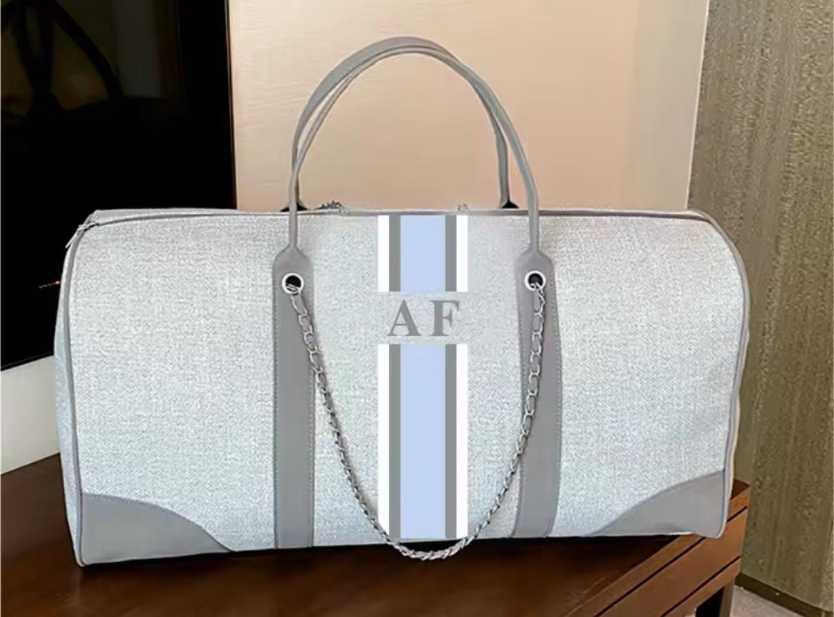 custom canvas travel duffel bag, personalized with name, initials, weekender bag, carry on bag,