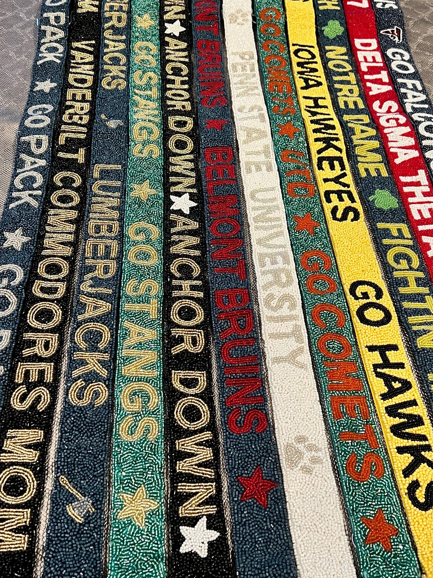 Custom beaded college team merch, sorority adjustable bag strap crossbody shoulder, stadium purse game day gift, clutch strap,personalized