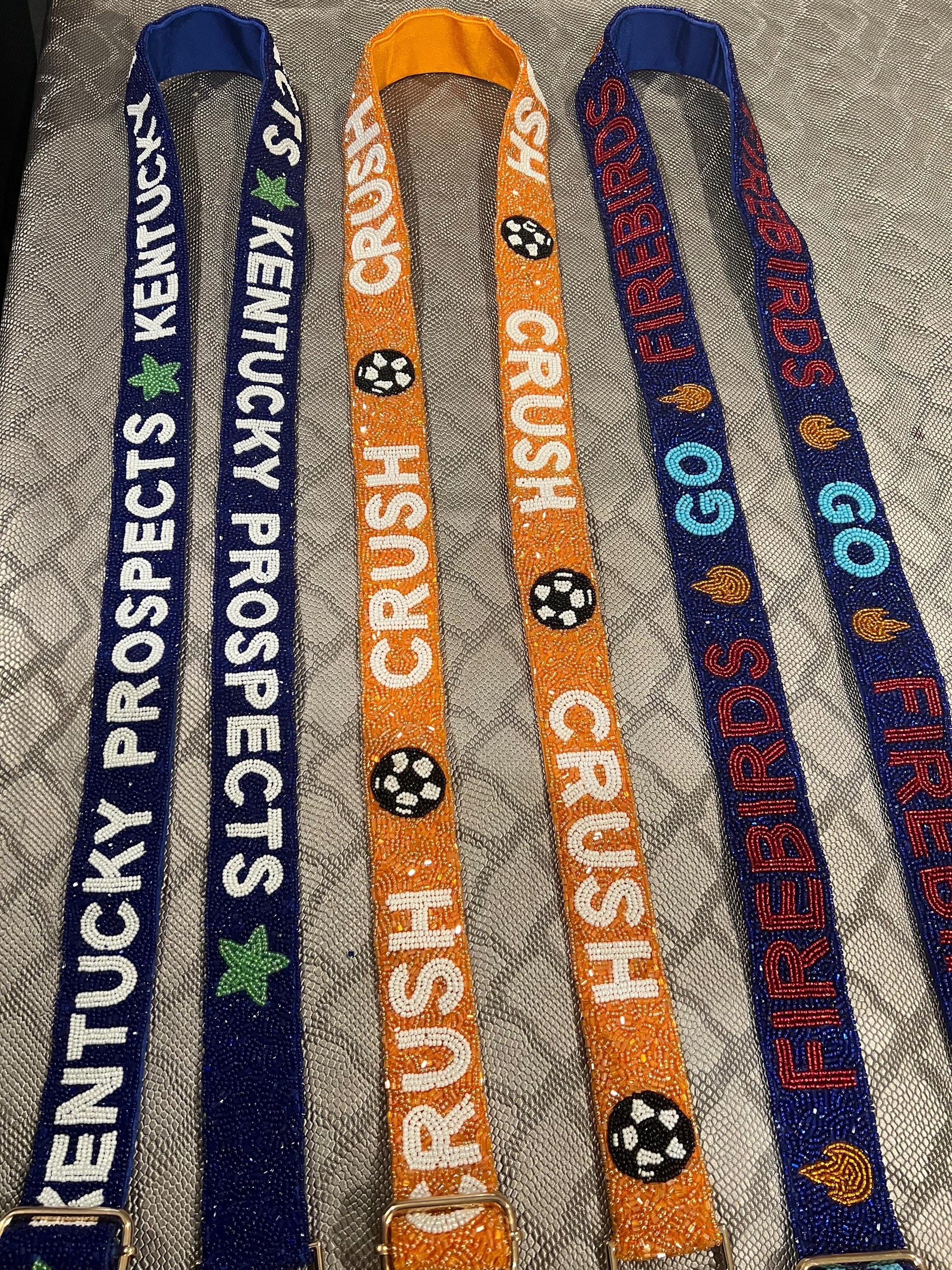 Custom beaded college team merch, sorority adjustable bag strap crossbody shoulder, stadium purse game day gift, clutch strap,personalized
