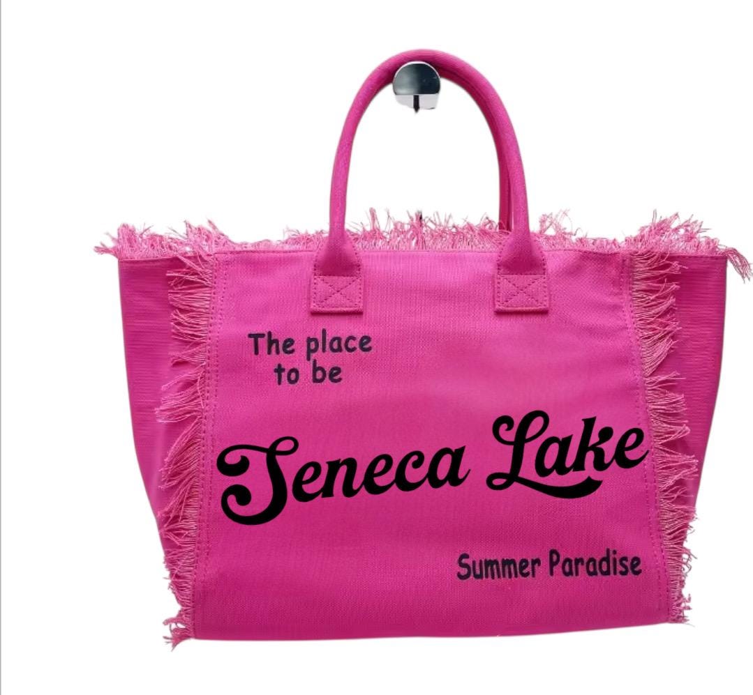 Custom canvas sleepaway camp visiting day gift, summer beach tote bag, teens, tweens birthday gift, tyler hill, trails end, westmont, Seneca