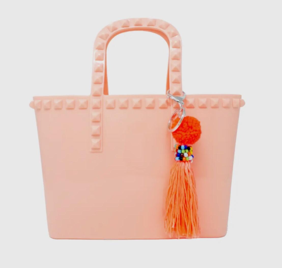 Jumbo Jelly tote bag, tassel, tween or teen tote, birthday present, holiday gift, wipeable,