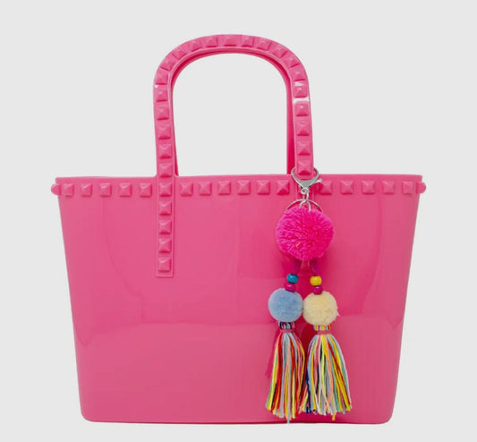 Jumbo Jelly tote bag, tassel, tween or teen tote, birthday present, holiday gift, wipeable,