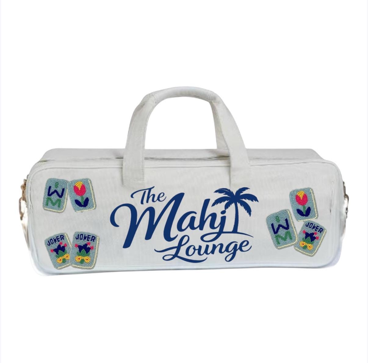 custom Mahjong canvas bag, rack holder,tiles and mat holder, beaded design,handmade tote, bam dot crak, personalized gift, game night bag
