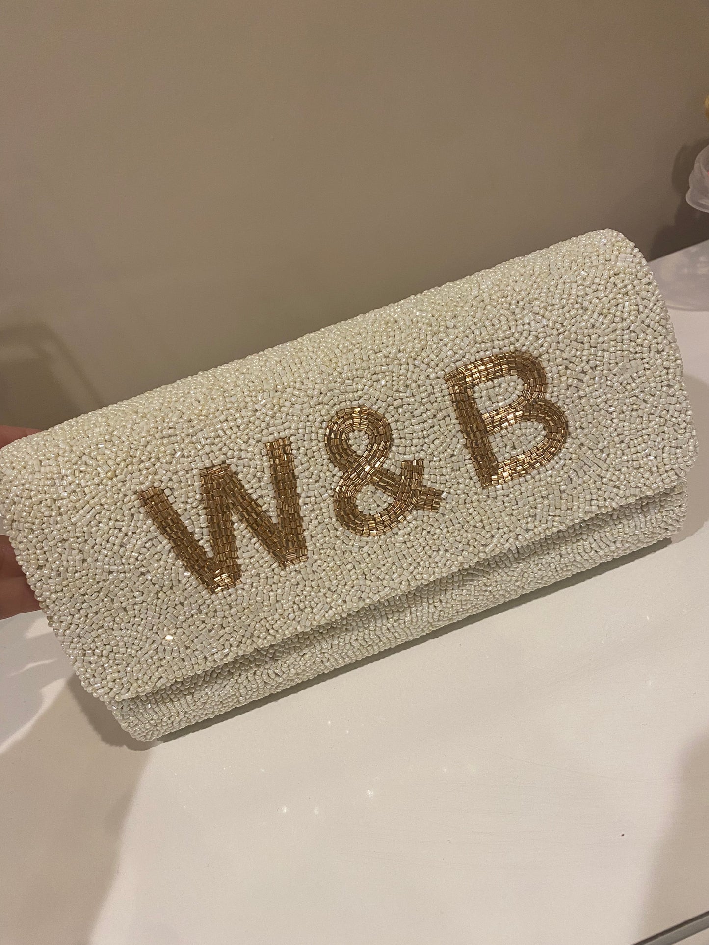 Block Initial Monogram Clutch