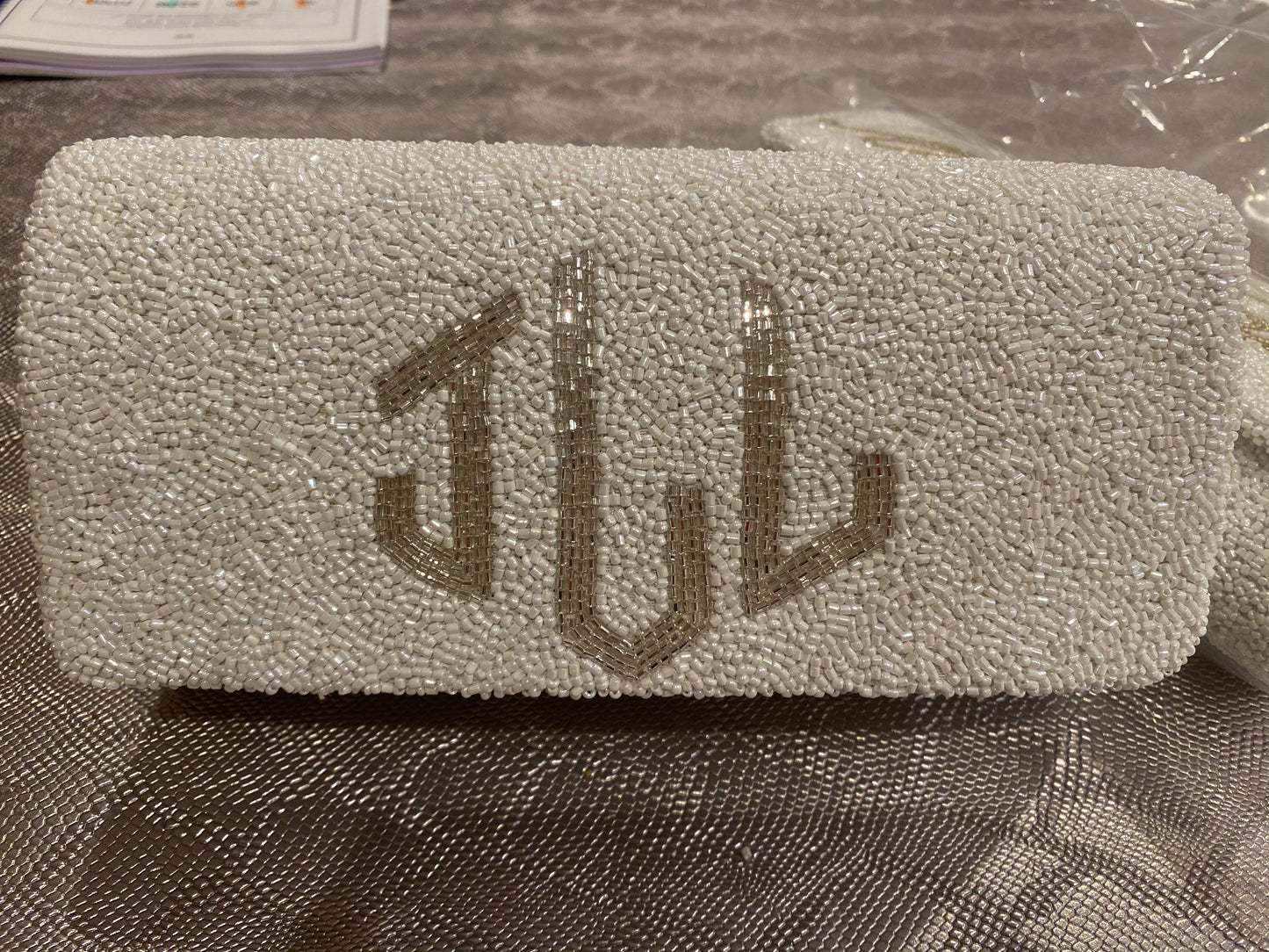 Diamond Initial Monogram Clutch