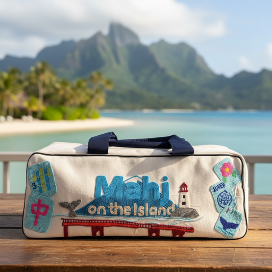 Mahj on the Island | Custom Beaded Mahjong Duffel Bag | Personalized Gift